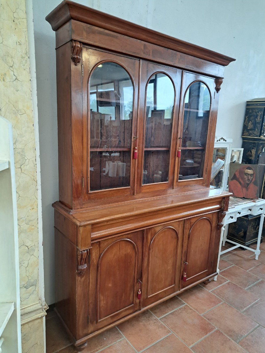 19th Century Blond Mahogany Bookcase-photo-3