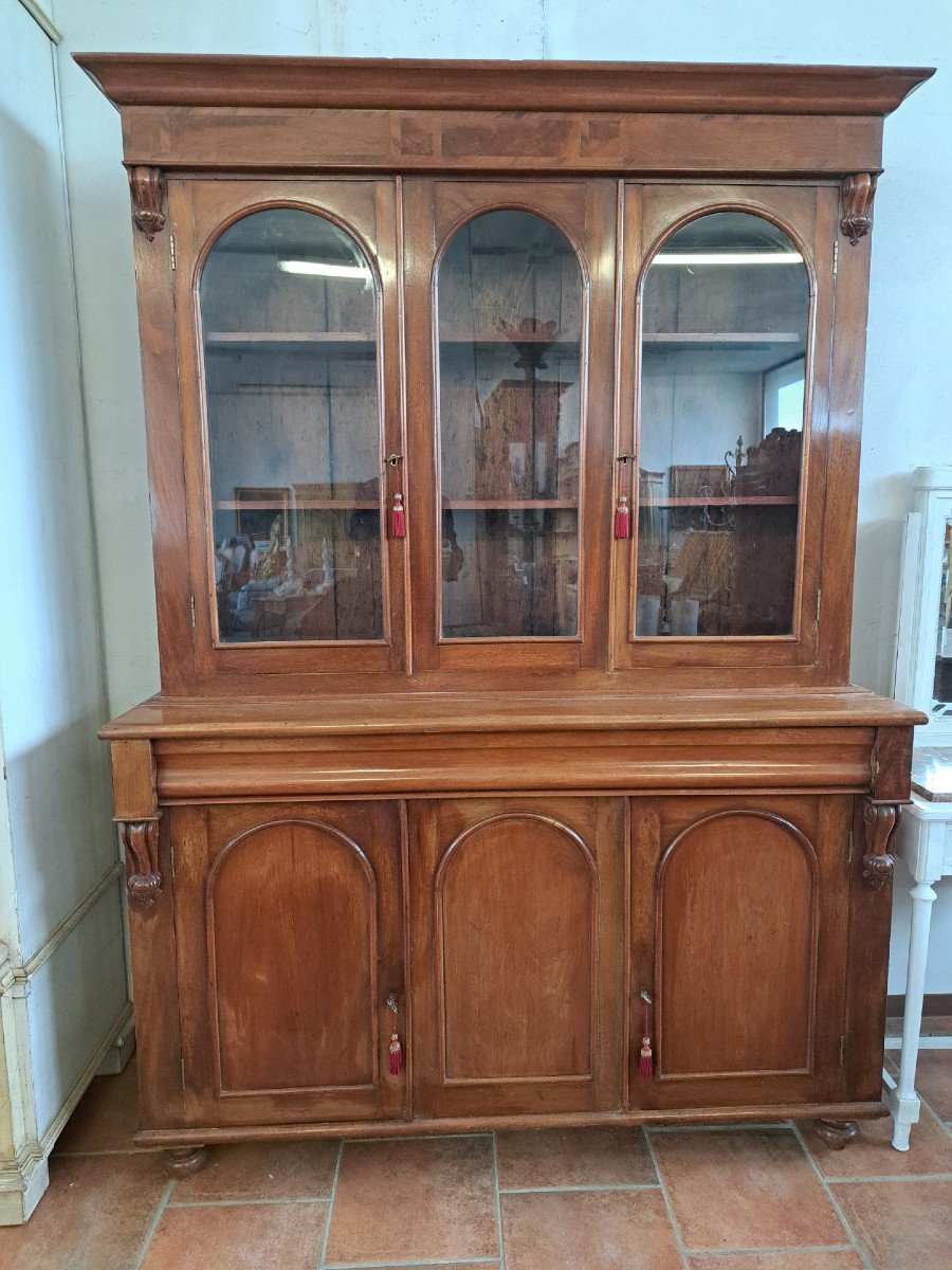 19th Century Blond Mahogany Bookcase-photo-4