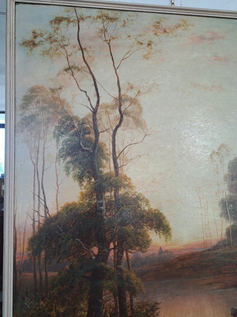 Great Painting Of The Nineteenth Century - River Landscape With Trees --photo-3