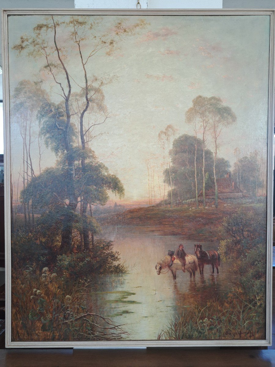 Great Painting Of The Nineteenth Century - River Landscape With Trees -