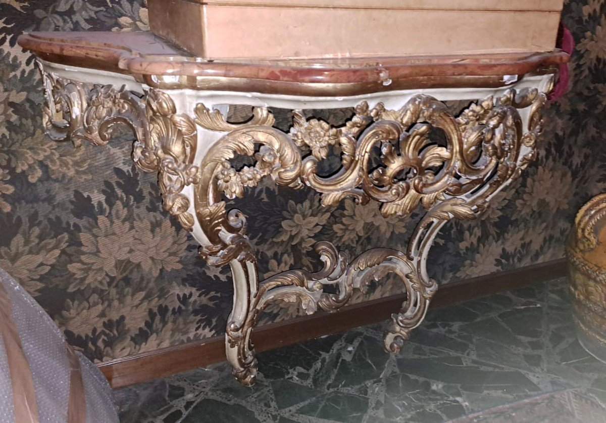 Console Louis XV Laquée Et Dorée-photo-1