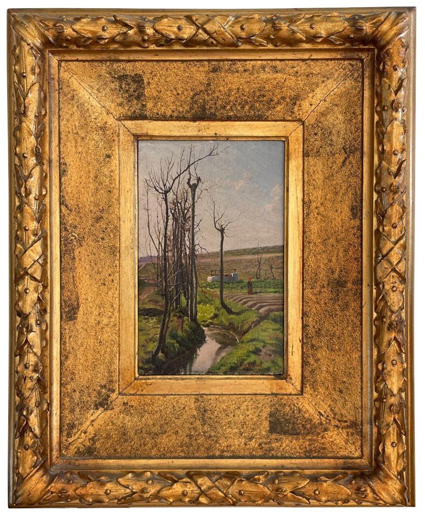 Giovanni Giuliani, Oil On Panel With Golden Frame-photo-2