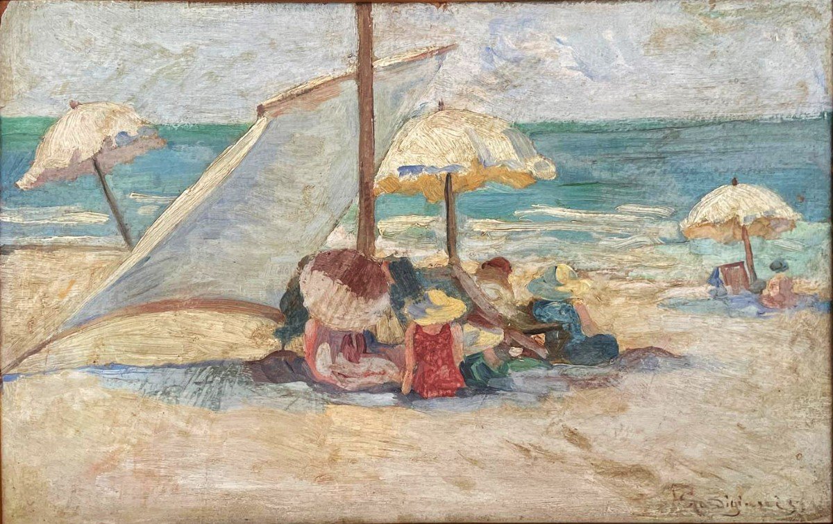 Edoardo Gordigiani 1951 - Marina With Beach