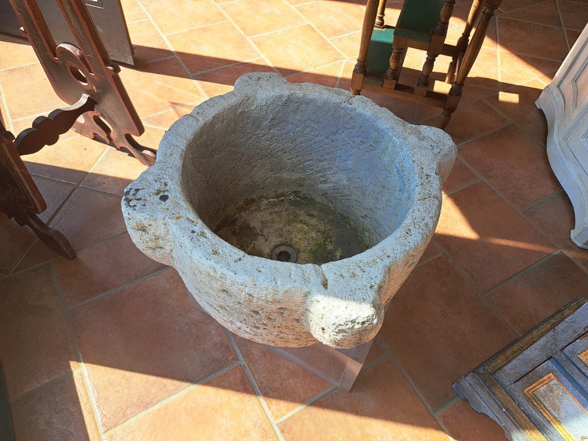 Large Antique Mortar In Stone-photo-4