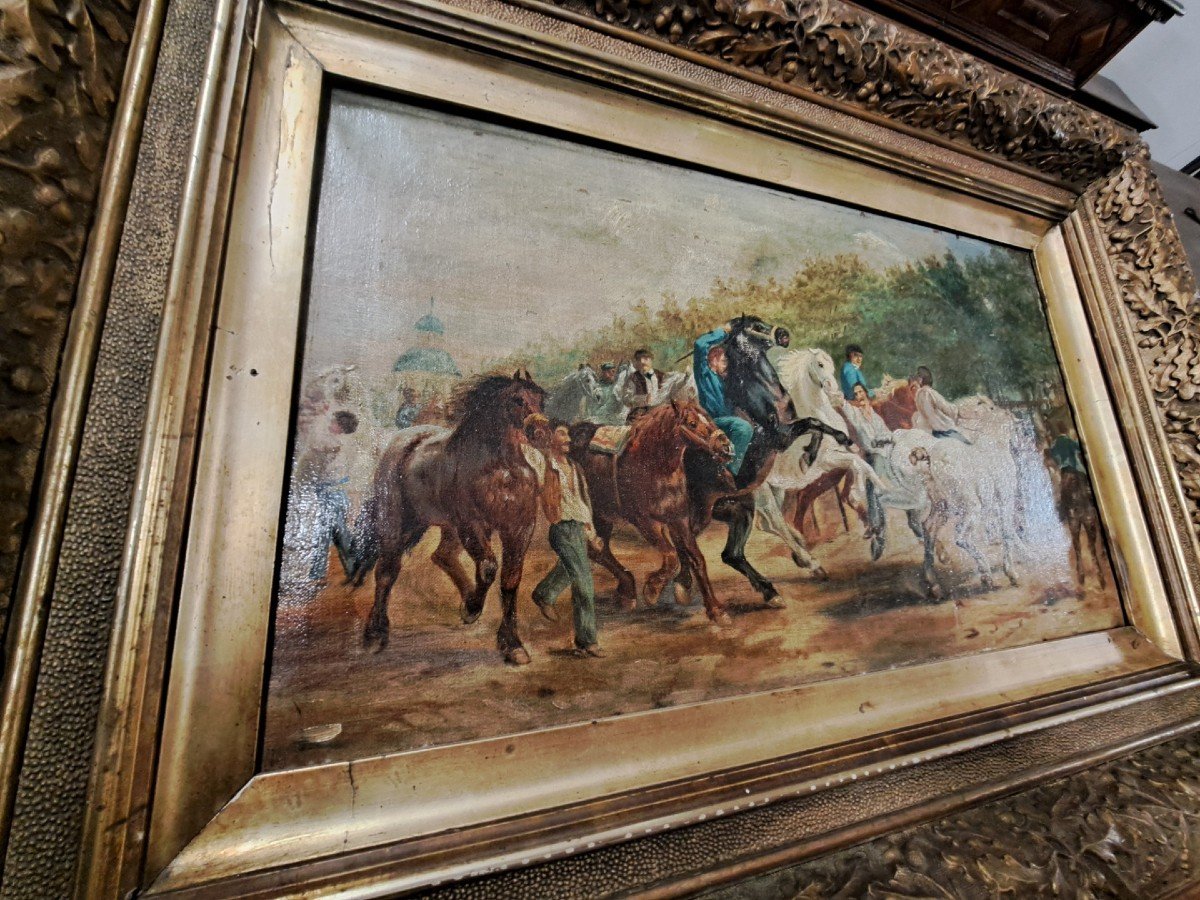 English Painting Of The Nineteenth Century With Horses And Knights-photo-3