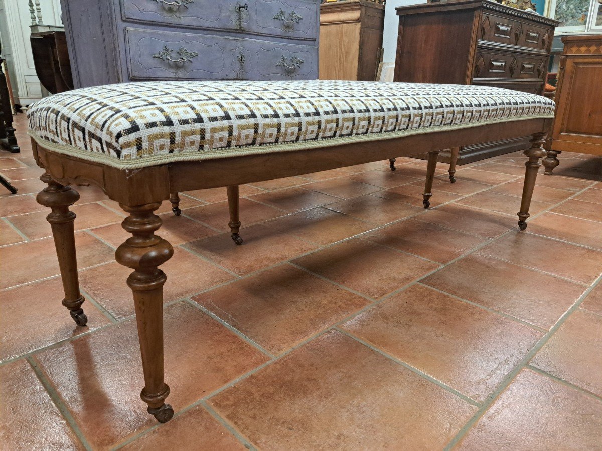 Pair Of Walnut Upholstered Benches-photo-4