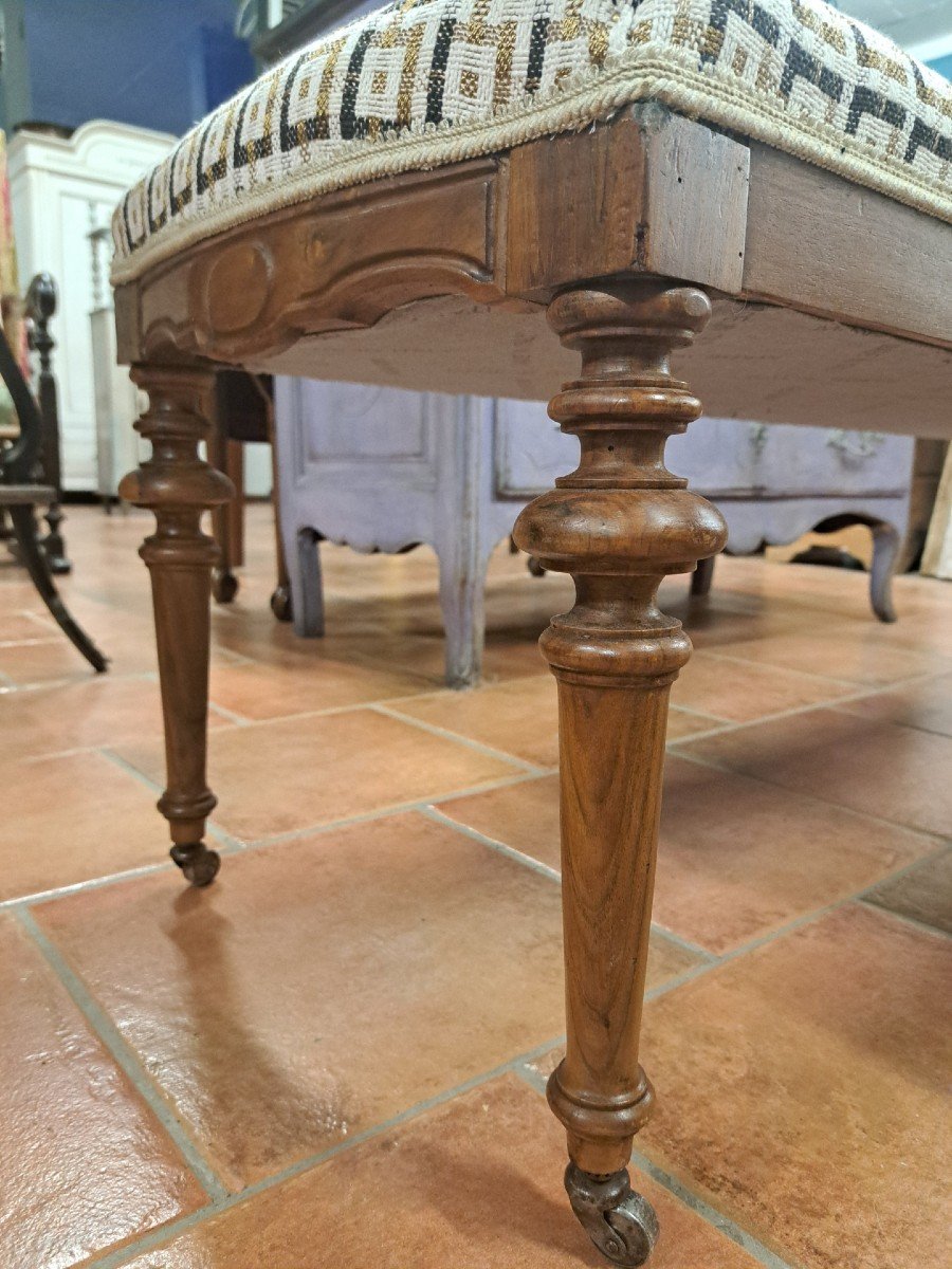 Pair Of Walnut Upholstered Benches-photo-1