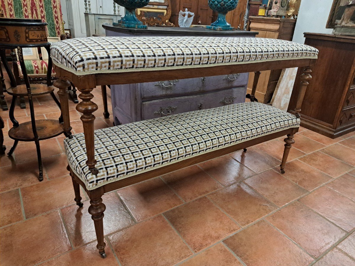 Pair Of Walnut Upholstered Benches