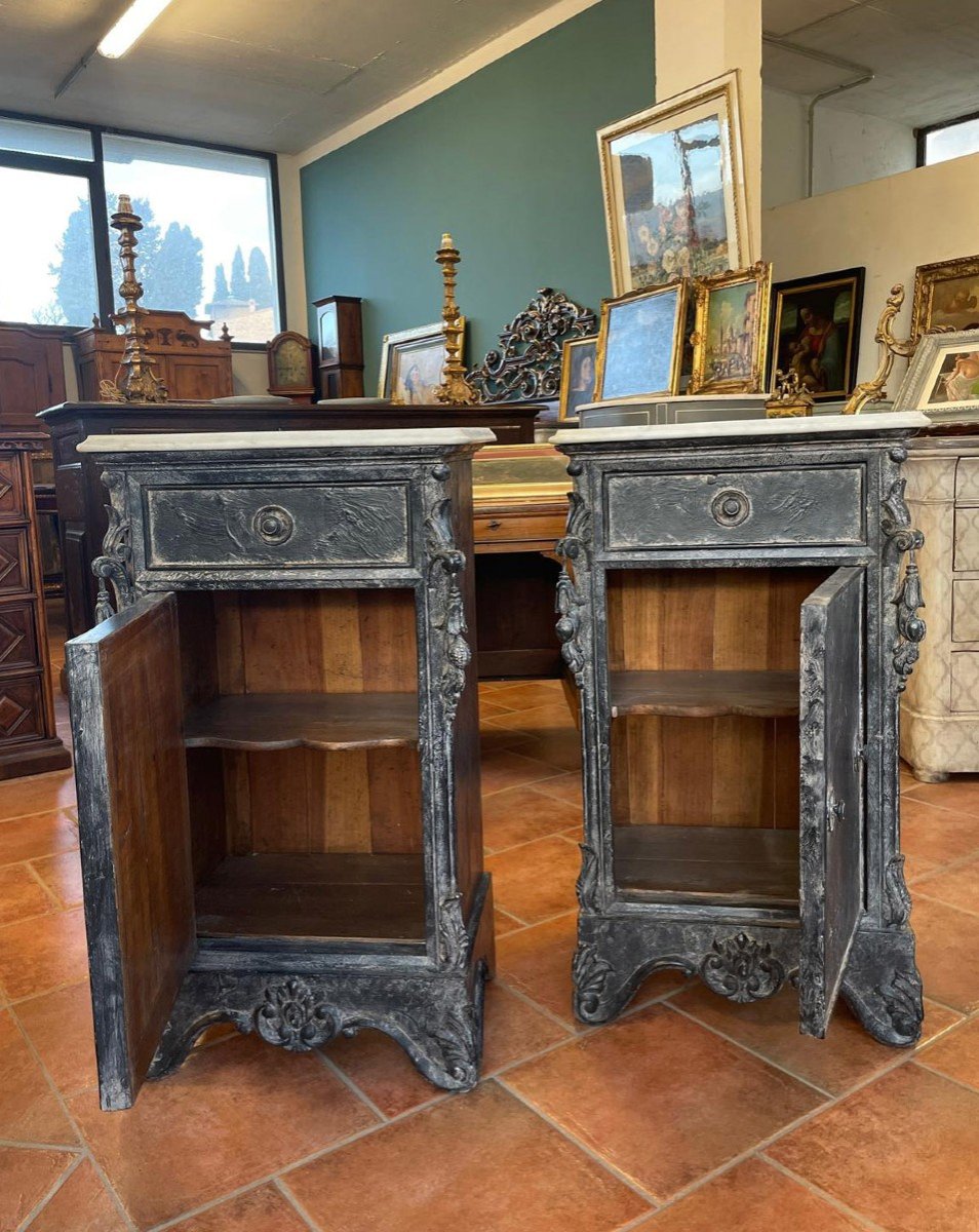 Pair Of 19th Century Painted Bedside Tables-photo-2