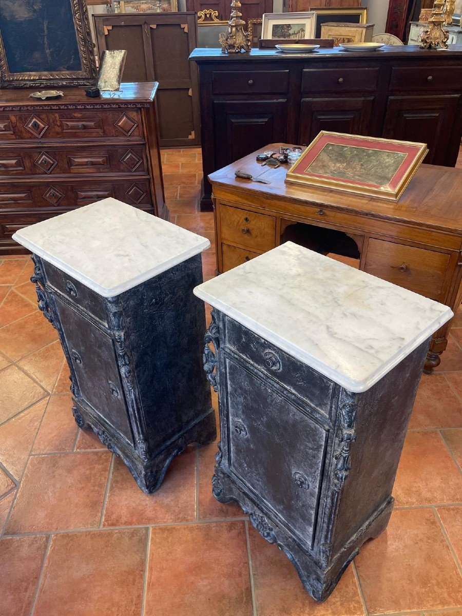 Pair Of 19th Century Painted Bedside Tables-photo-6