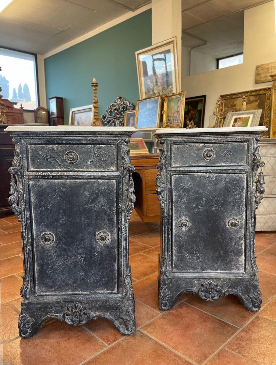 Pair Of 19th Century Painted Bedside Tables