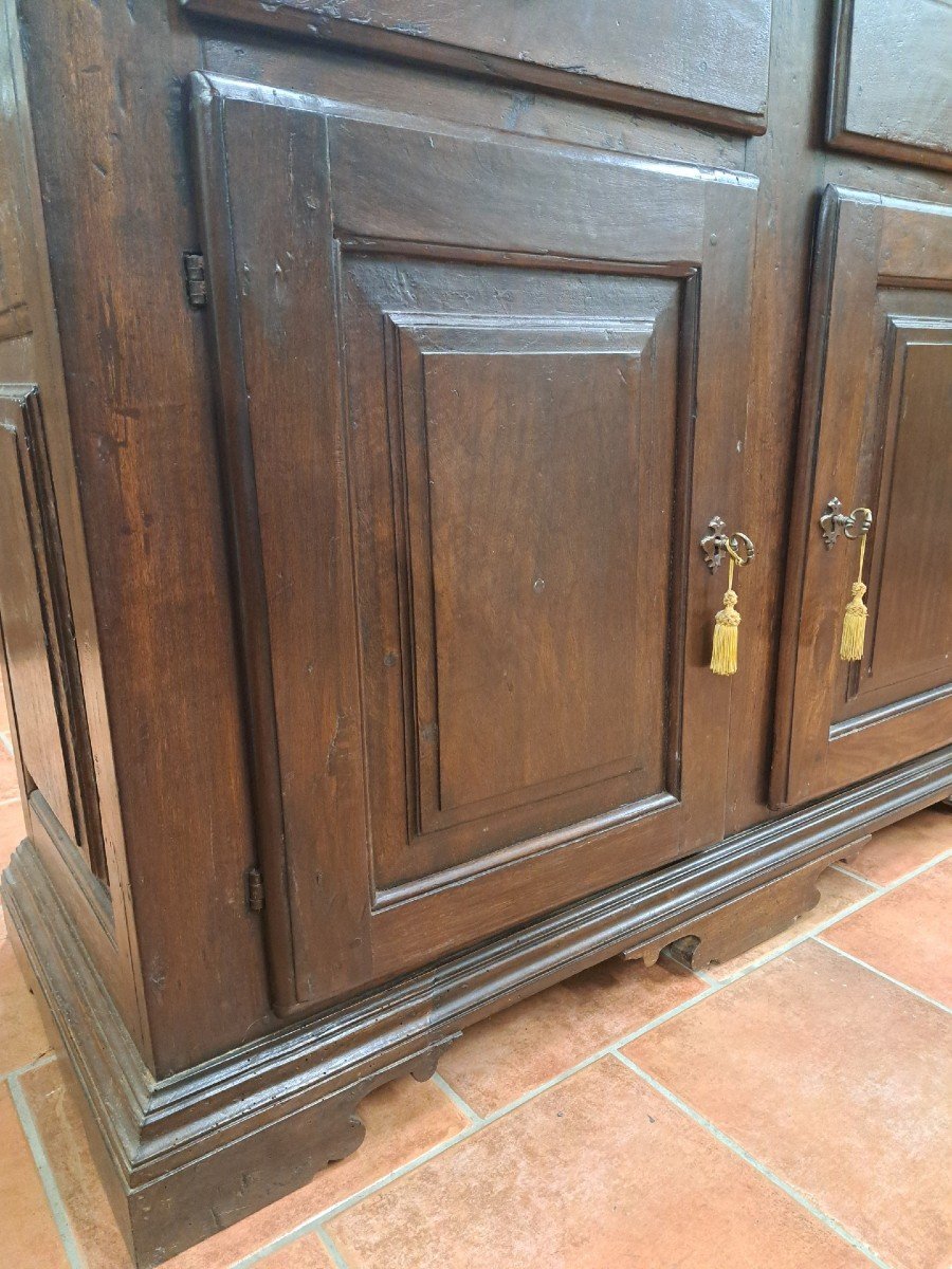 Walnut Sideboard Of The '700 With Three Doors And Three Drawers, Piedmont.-photo-4