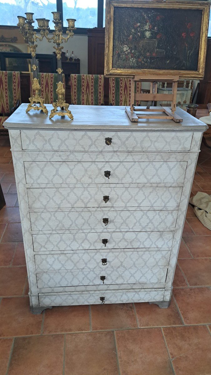 Chest Of Drawers Lacquered 19th Century With 8 Drawers -photo-2