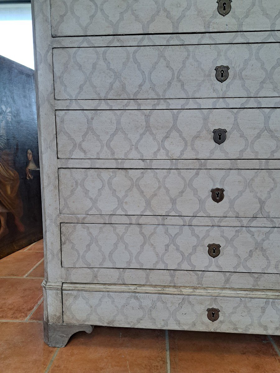 Chest Of Drawers Lacquered 19th Century With 8 Drawers -photo-4