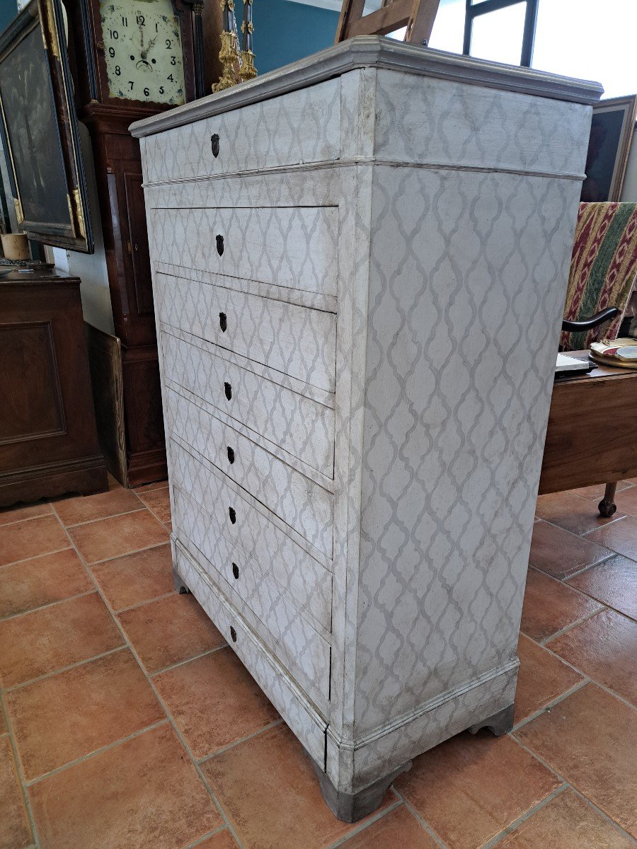 Chest Of Drawers Lacquered 19th Century With 8 Drawers -photo-4