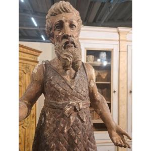 Saint Paul de Thèbes Ermite, sculpture en bois polychrome de 1600