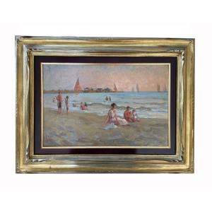 Fachinetti Carlo - Bathers On The Beach