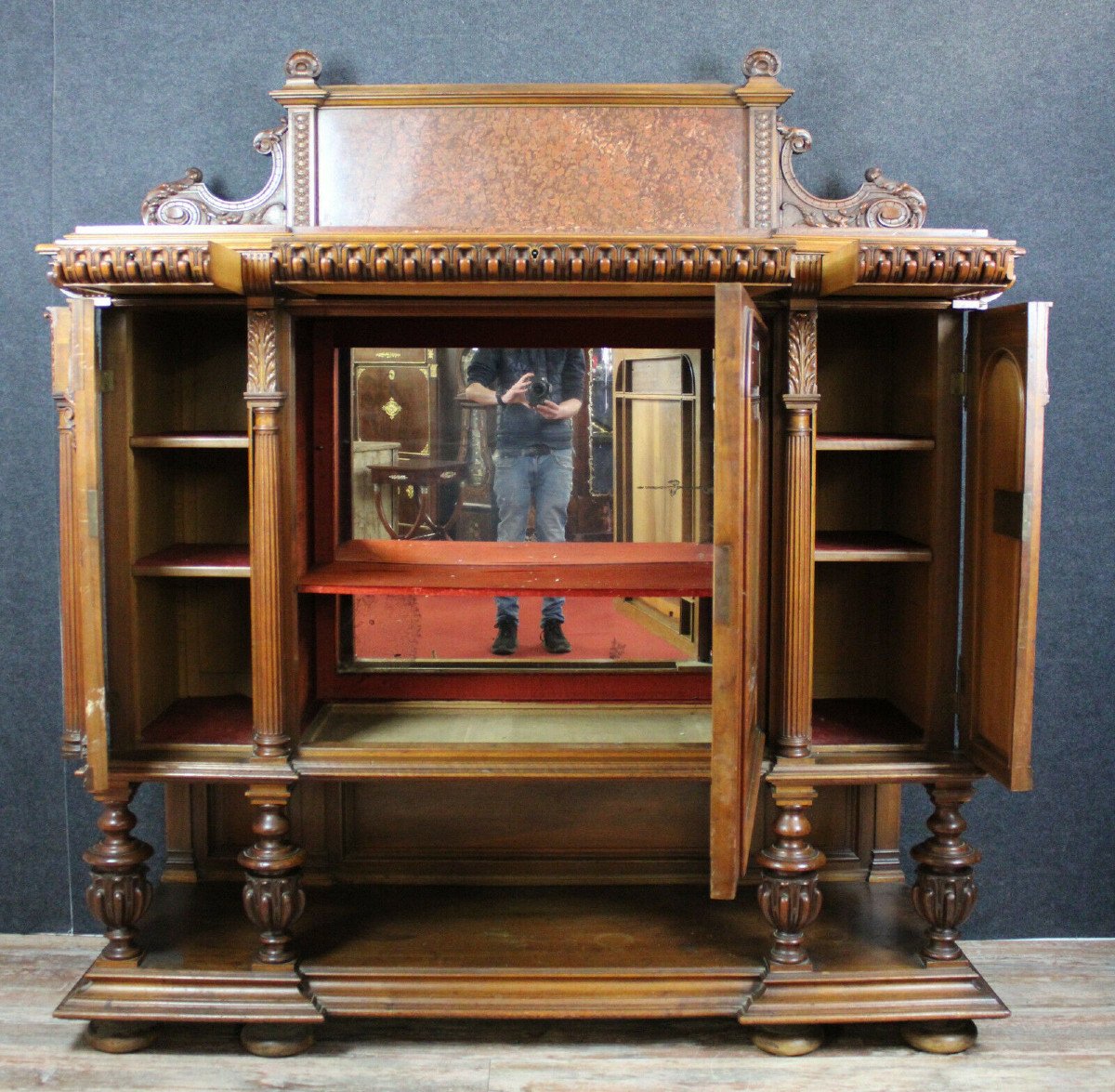 Renaissance Style Dessert Buffet In Solid Walnut-photo-3