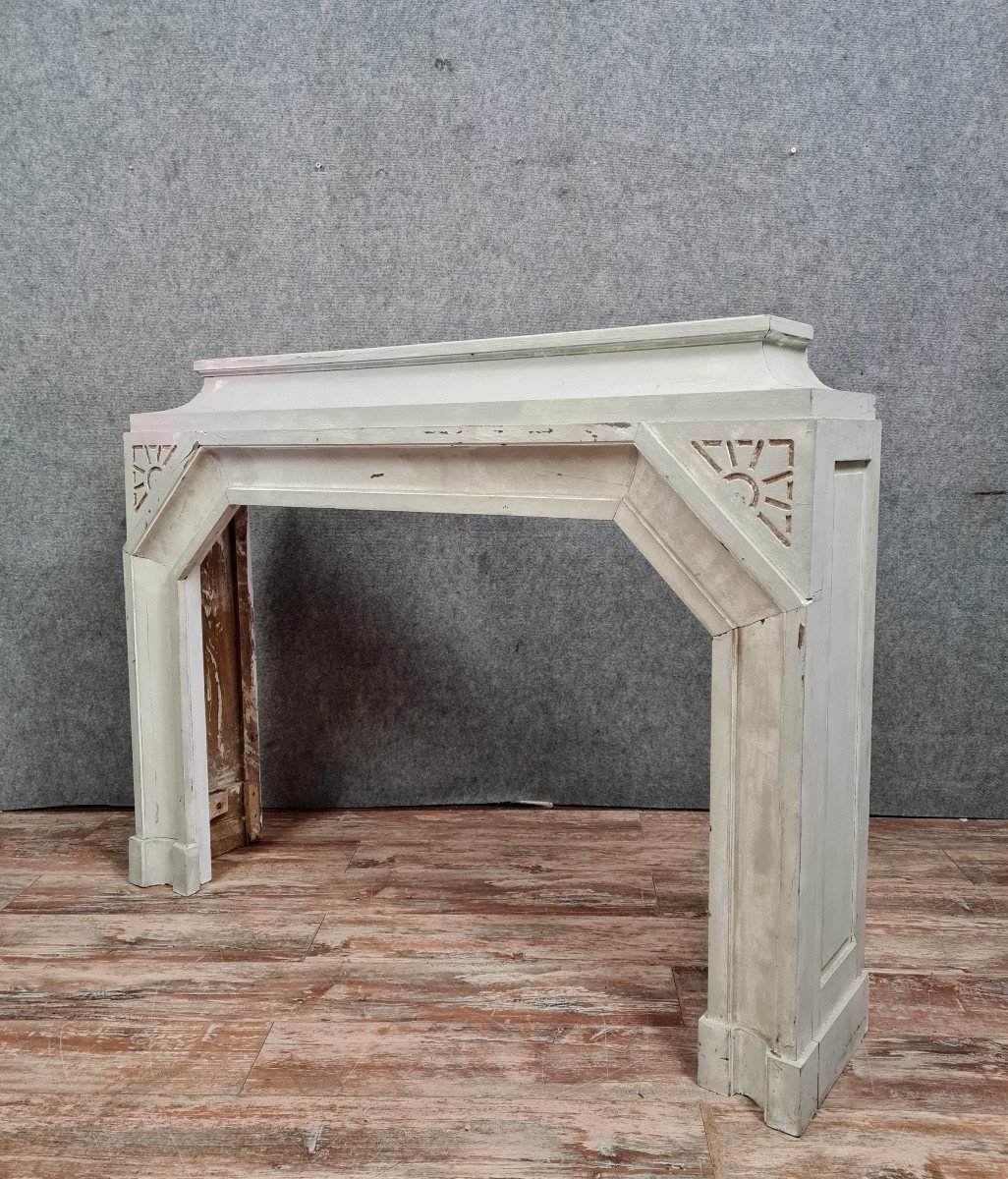 Art Deco Period Fireplace In Lacquered Wood In Faux Stone-photo-5