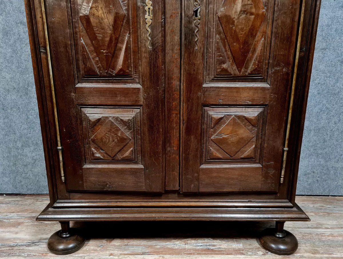 Armoire De Valet Bourguignonne époque Louis XIII En Chêne -photo-2