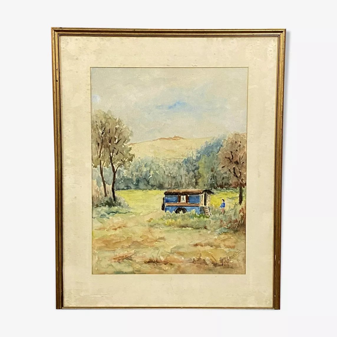 Albert Lamartine Revaleon (1903-1944): Watercolor Around 1930 Signed Lower Right. The Gypsies-photo-3