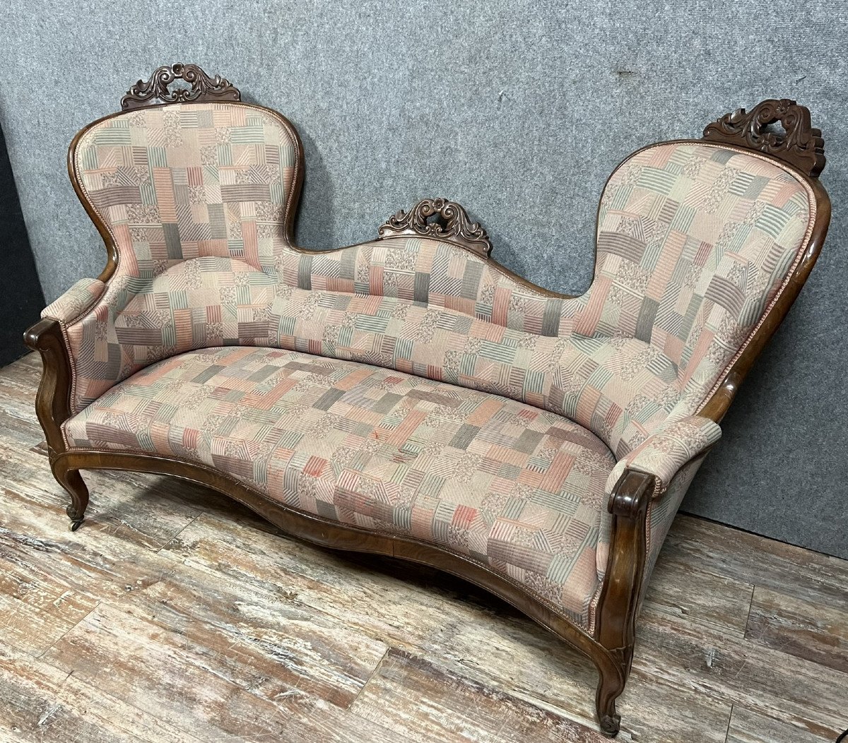 Napoleon III Period Winged Bench In Mahogany-photo-2