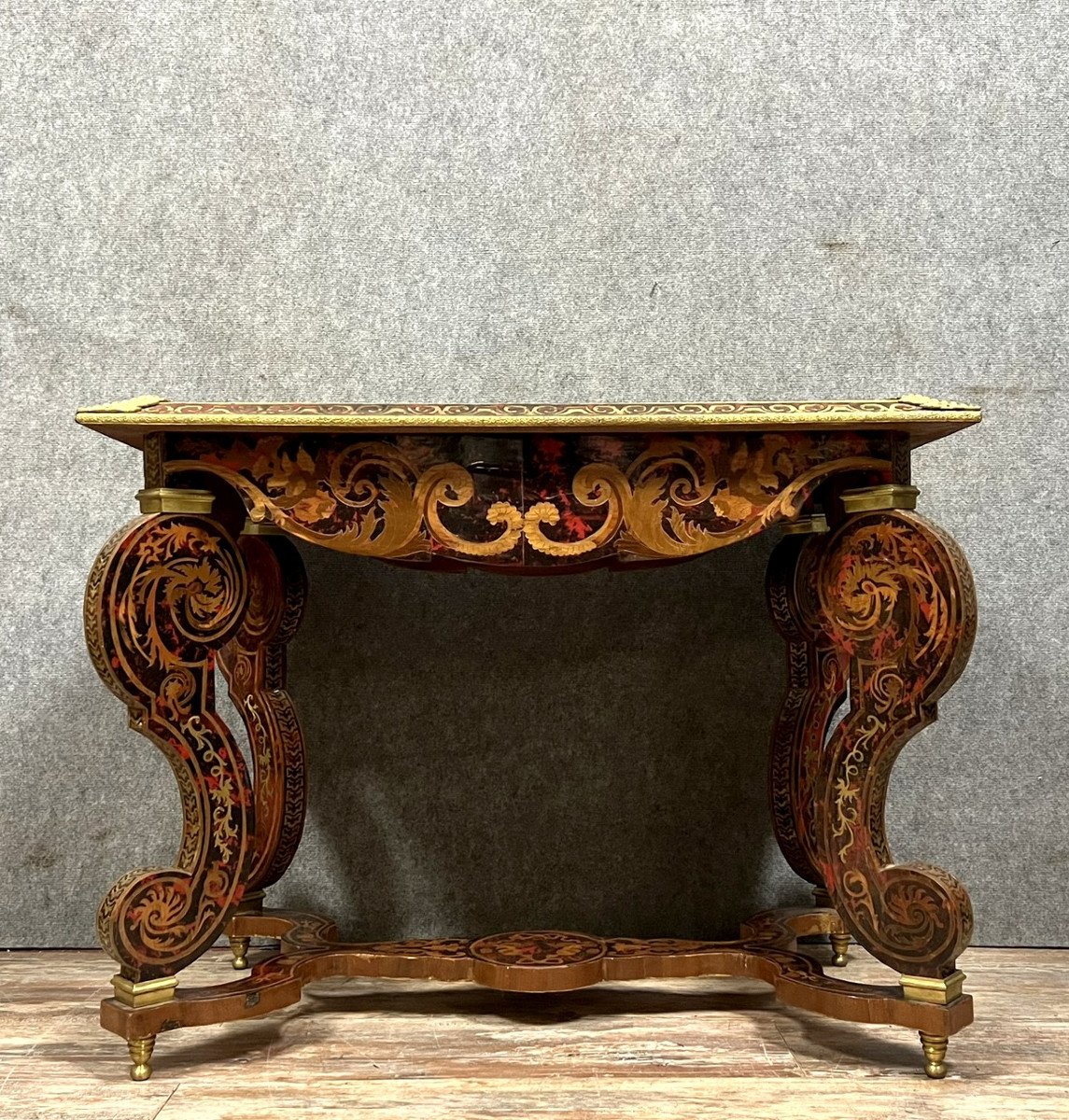 Table Bureau Type Mazarine De Style Boulle En Marqueterie -photo-1