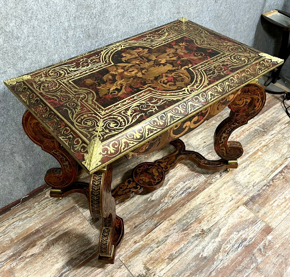 Table Bureau Type Mazarine De Style Boulle En Marqueterie -photo-2