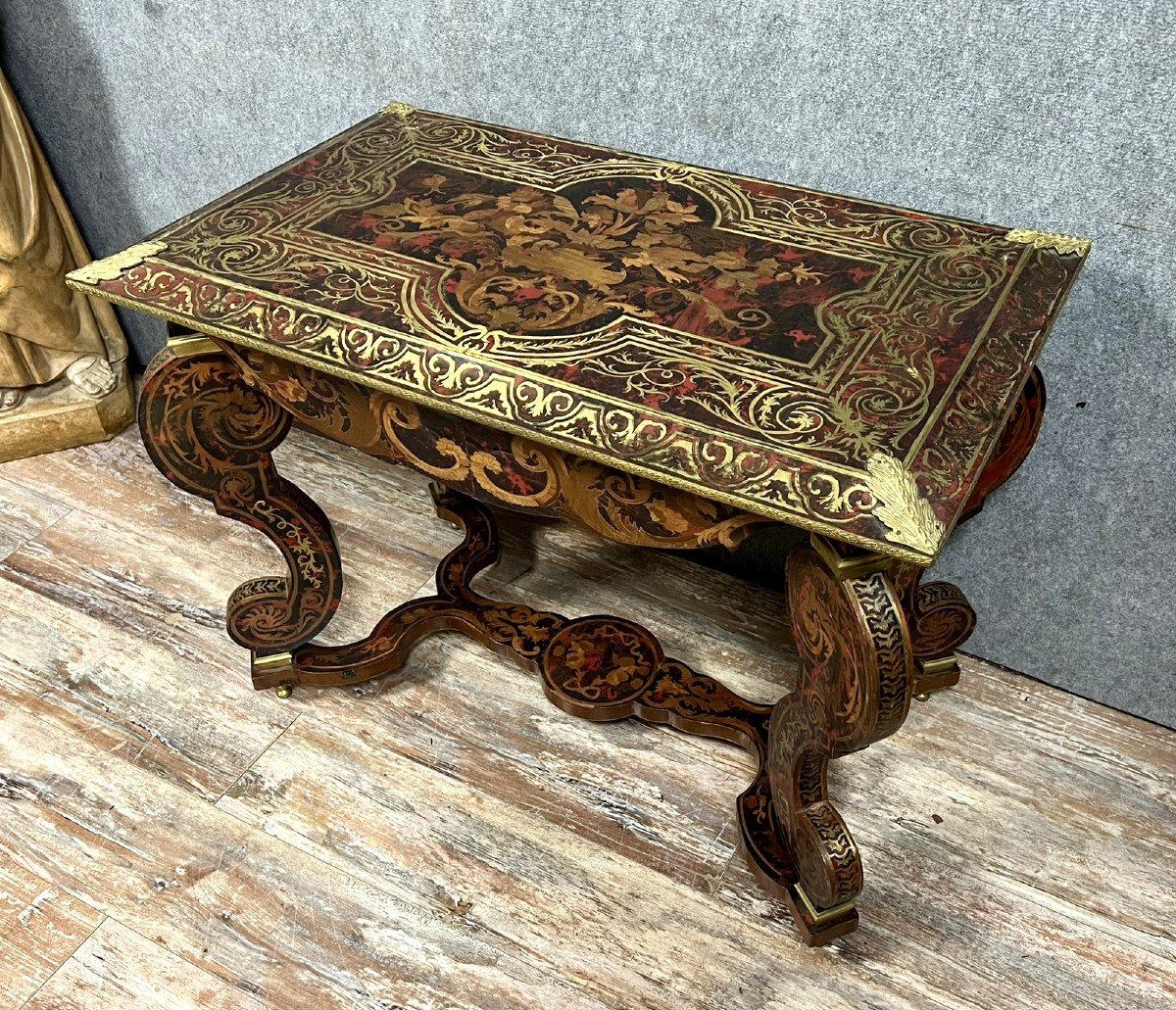 Table Bureau Type Mazarine De Style Boulle En Marqueterie -photo-3