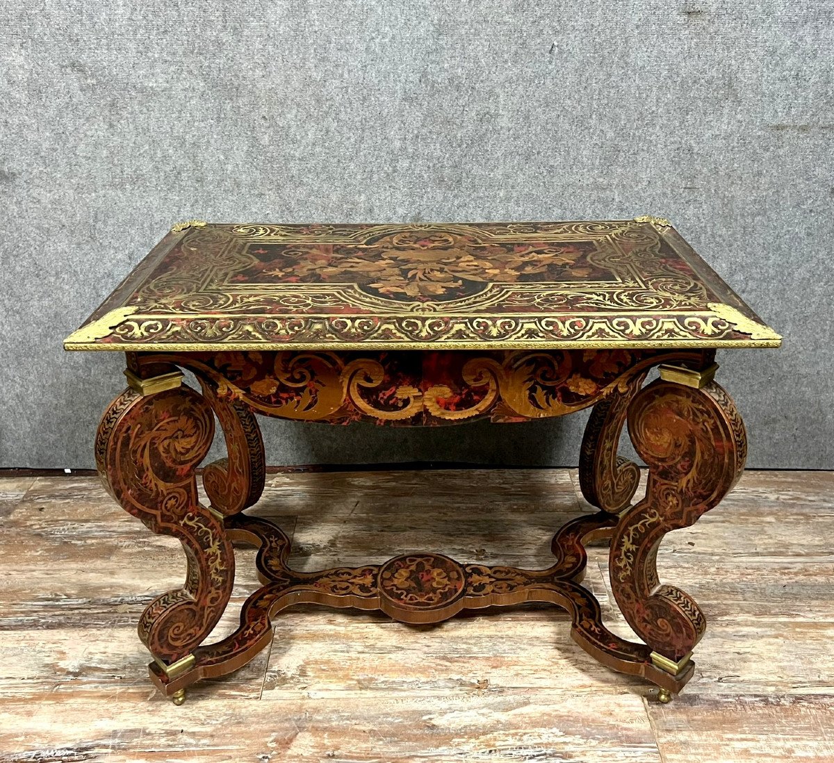 Table Bureau Type Mazarine De Style Boulle En Marqueterie -photo-6