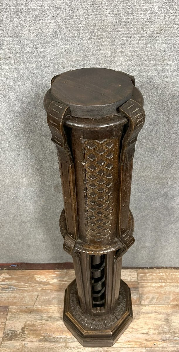 Pedestal / Stair Start?? 18th Century Column With An Endless Screw Inside-photo-4