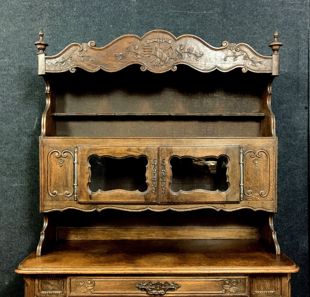 Louis XV Provençal Library Buffet With Double Body In Oak-photo-1