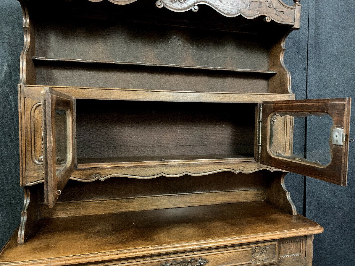 Louis XV Provençal Library Buffet With Double Body In Oak-photo-3