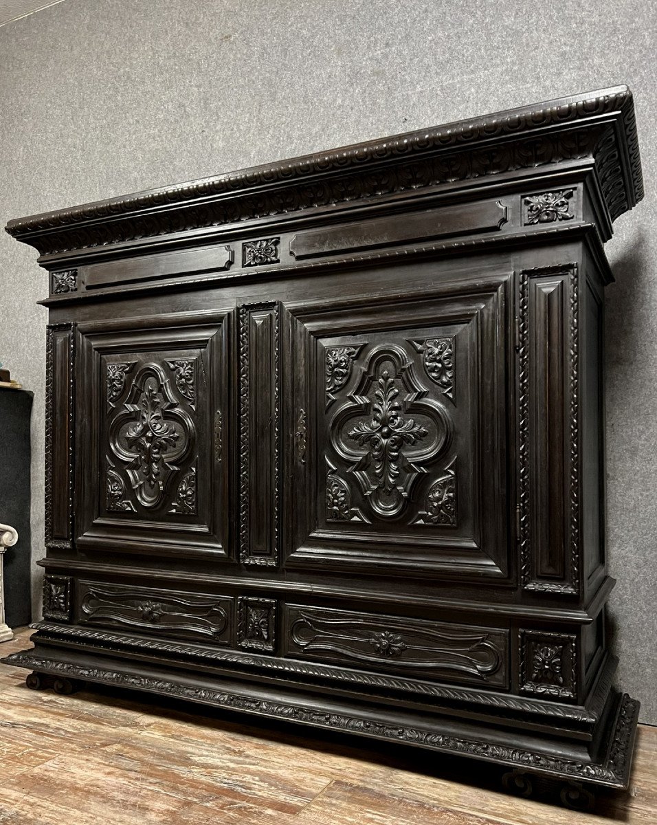 Sideboard Or Valet Cabinet In Blackened Wood Renaissance Style-photo-2