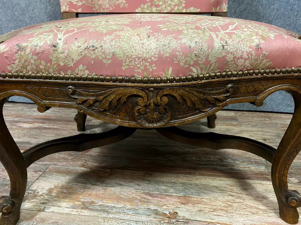 Importante Paire De Fauteuils Louis XV En Noyer -photo-4