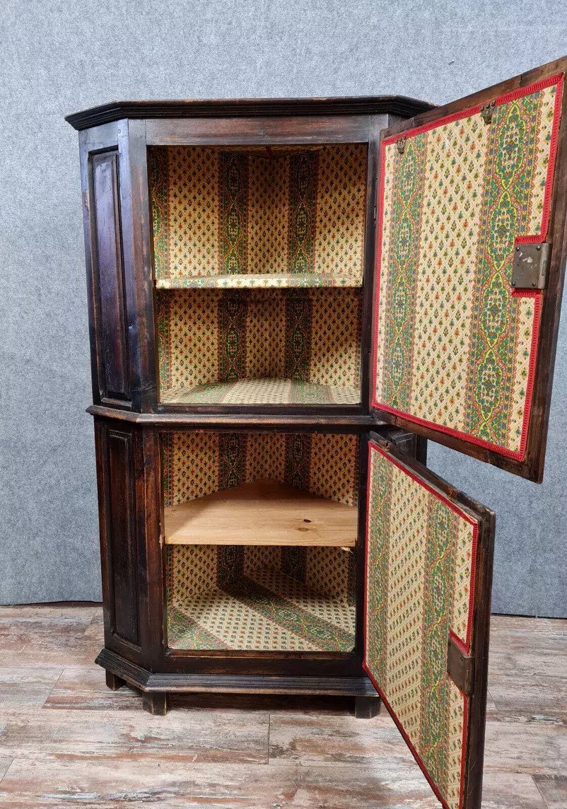 Rustic Louis XIII Style Corner Buffet In Solid Oak-photo-4