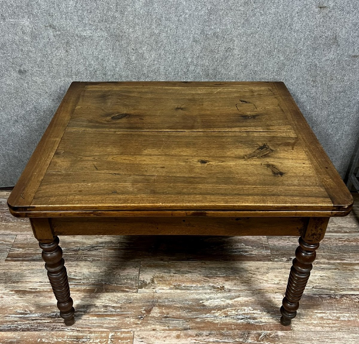 Very Large Restoration Period Portfolio Table In Solid Walnut -photo-1