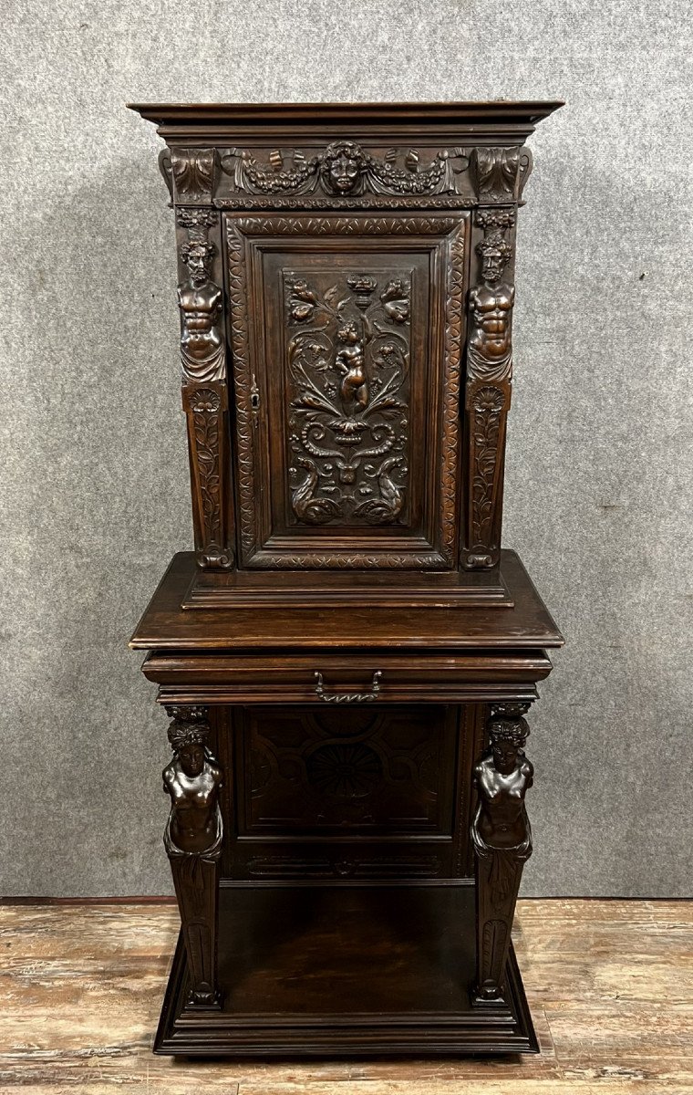 Renaissance Style Dressoir Cabinet In Oak-photo-1