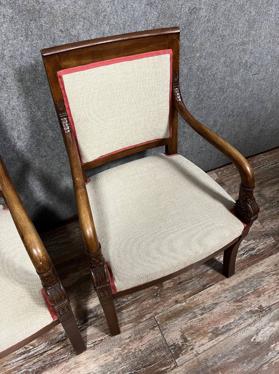 Pair Of Empire Period Office Armchairs In Mahogany -photo-4