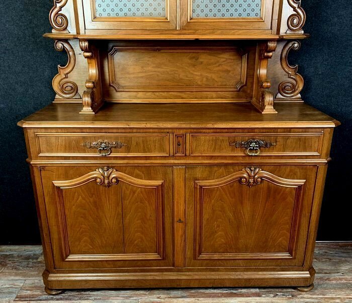  Important Louis Philippe Period Deux Corps Buffet In Walnut -photo-5