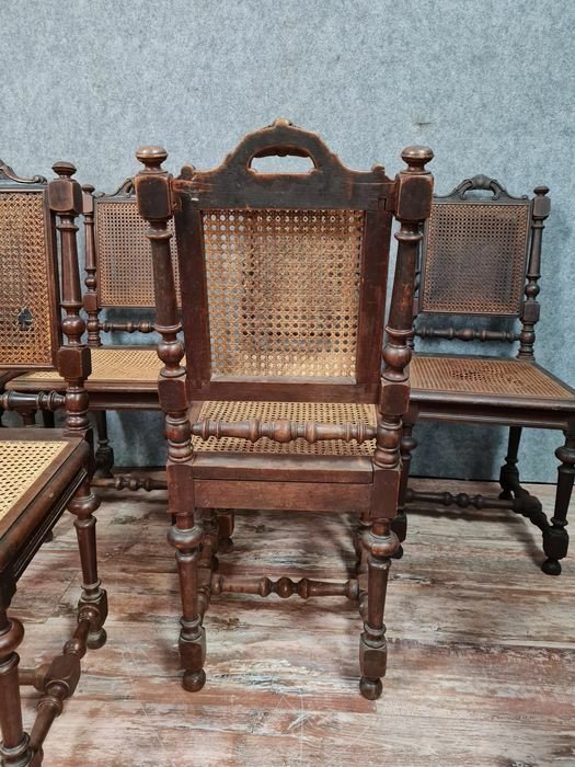 Series Of 8 Renaissance Hunting Lodge Chairs In Walnut -photo-5