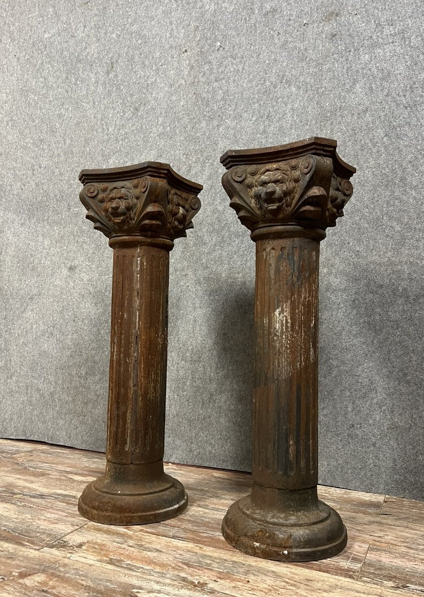 Rare Pair Of Antique Cast Iron Columns -photo-3