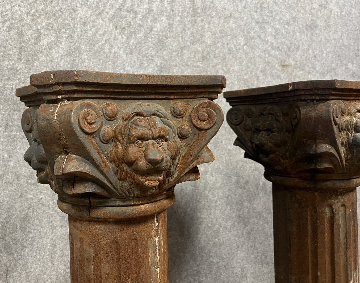 Rare Pair Of Antique Cast Iron Columns -photo-4