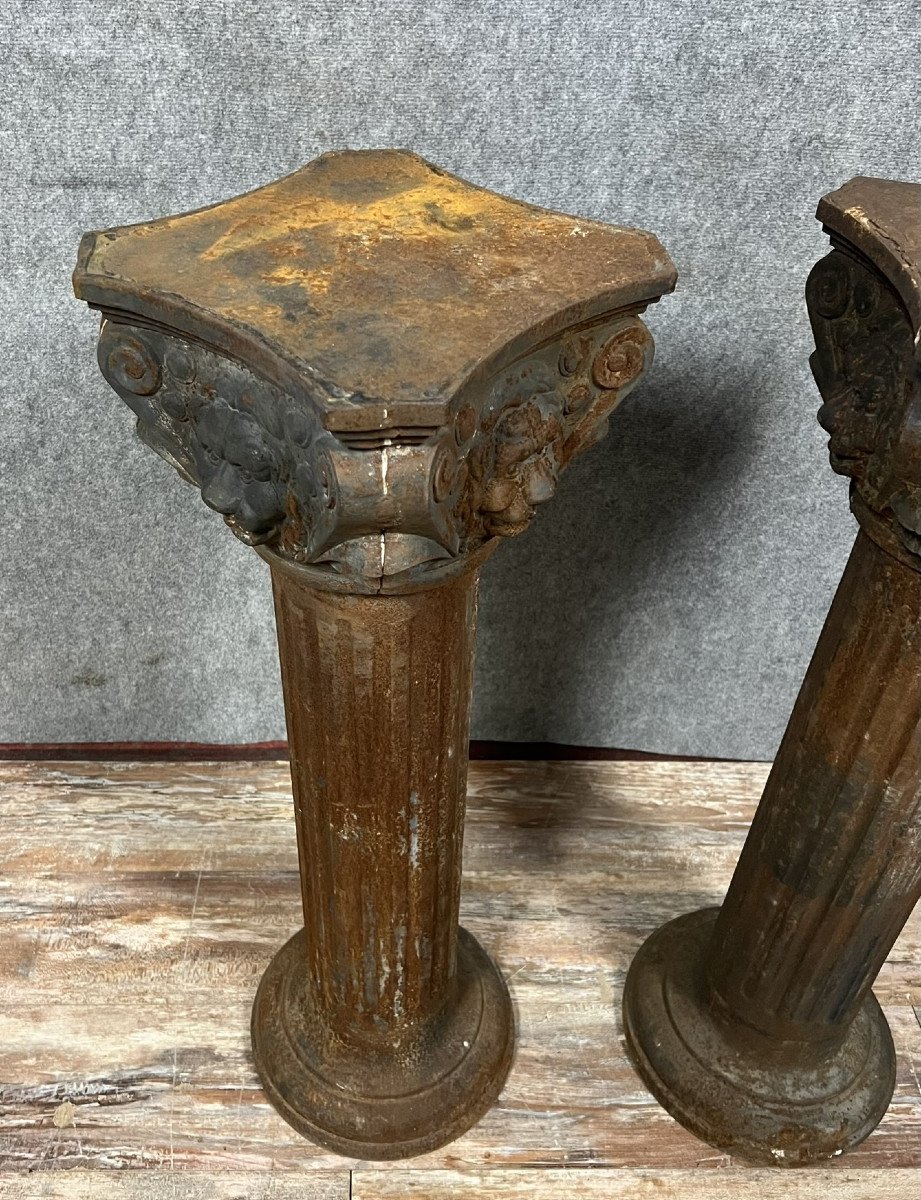 Rare Pair Of Antique Cast Iron Columns -photo-5