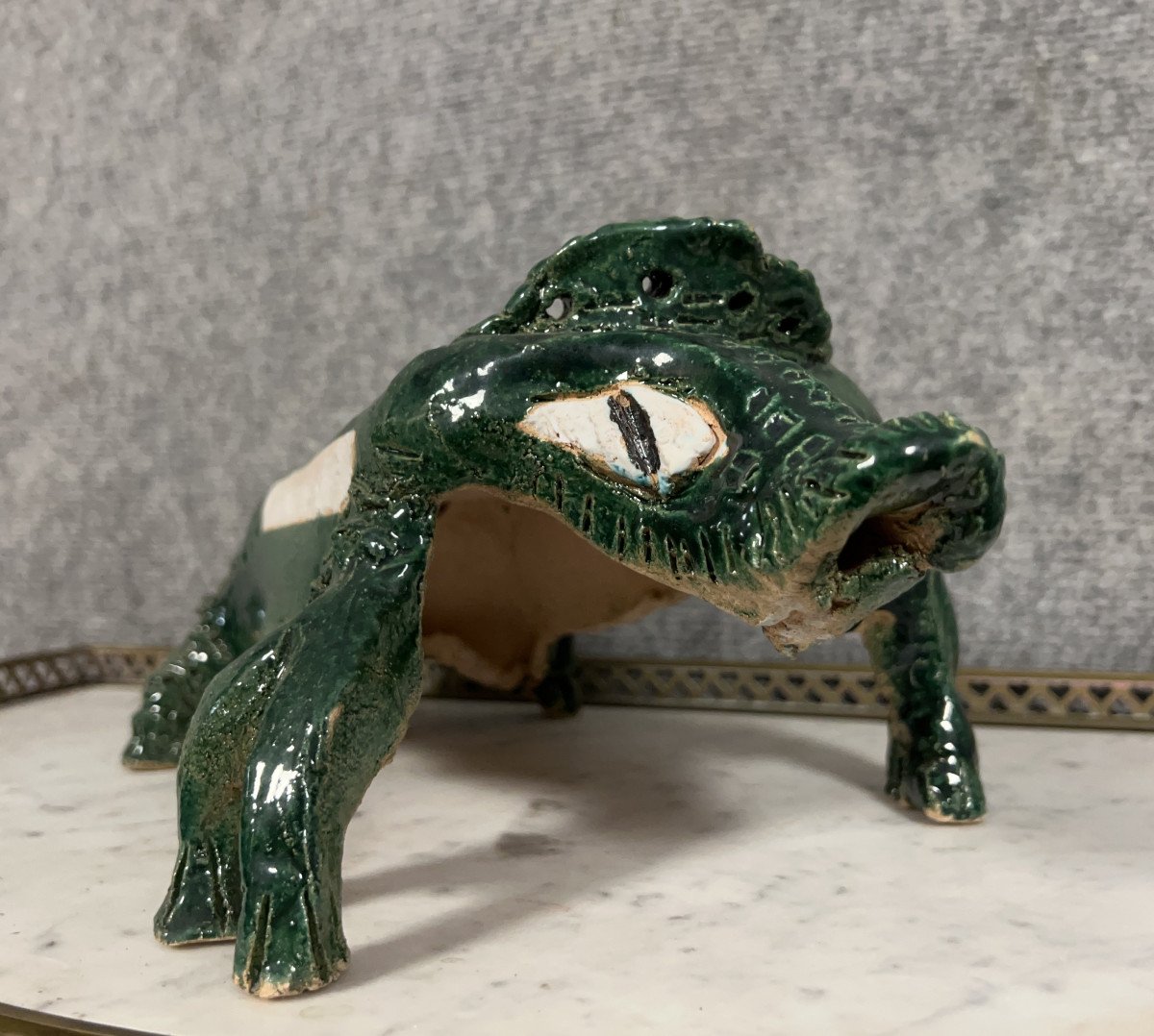 Abstract Enameled Terracotta Sculpture From The 20th Century Depicting A Fantastic Animal  -photo-3