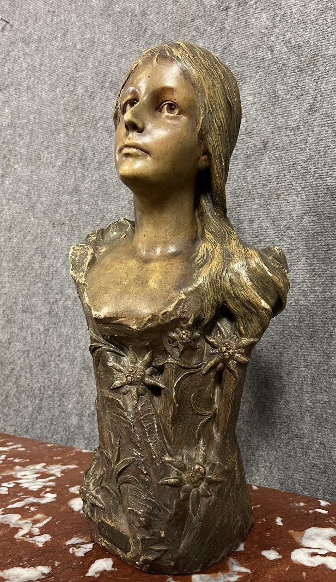 Terracotta Bust Art Nouveau Period Circa 1900 / H52cm -photo-2