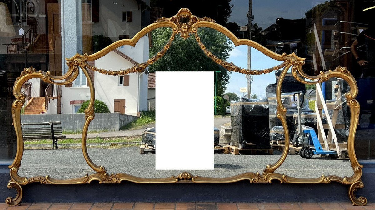 Huge Louis XV Style Mirror In Golden Wood (nearly 3 Meters Long)-photo-5