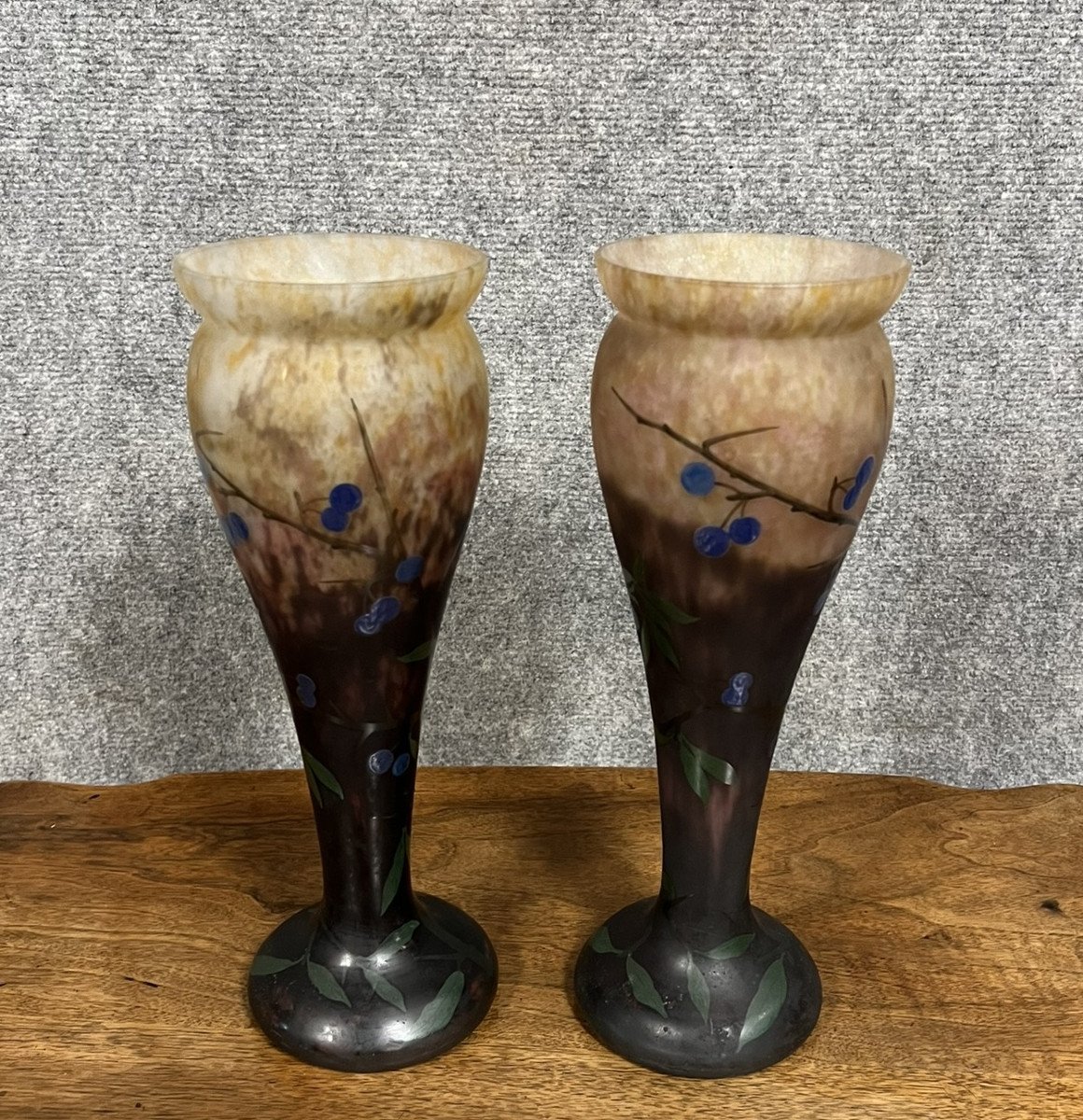 Paire De Vases De Paul Daum époque Art Nouveau Gravés "mado-nancy" -photo-5