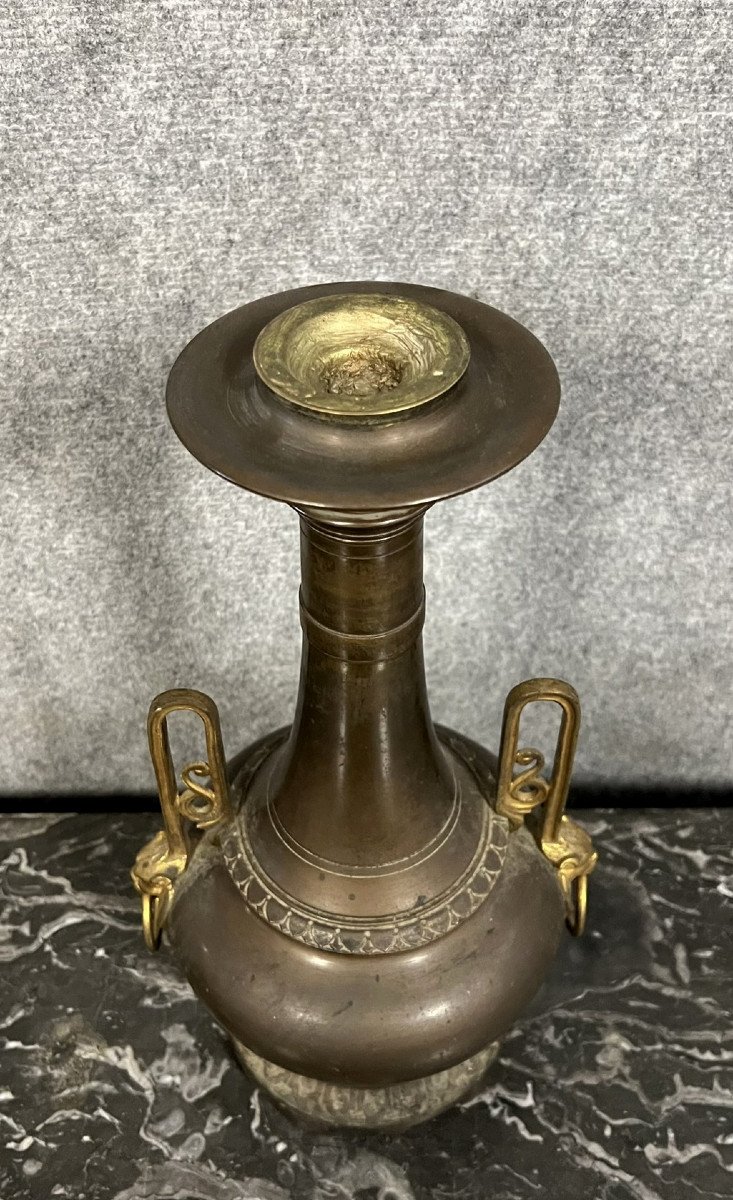 Grand Pied De Lampe De Style Empire En Bronze Et Laiton Doré -photo-3