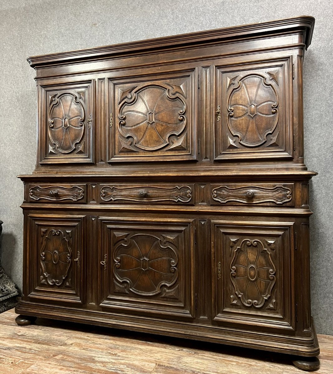 Important Renaissance Style Buffet In Fully Carved Walnut -photo-2